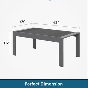 English Elm 4-piece Aluminum Outdoor Conversation Set with Rust-proof Matte Frame and Wpc Coffee Table Dark Grey B082S00090