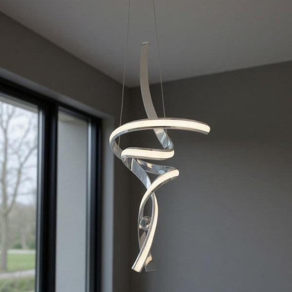 HomeRoots Silver Modern Two-Light LED Chandelier - Dimmable, Smart Enabled, Energy-Efficient Home Lighting 558705