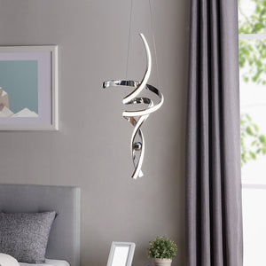 HomeRoots Silver Modern Two-Light LED Chandelier - Dimmable, Smart Enabled, Energy-Efficient Home Lighting 558705
