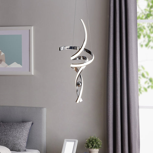 HomeRoots Silver Modern Two-Light LED Chandelier - Dimmable, Smart Enabled, Energy-Efficient Home Lighting 558705