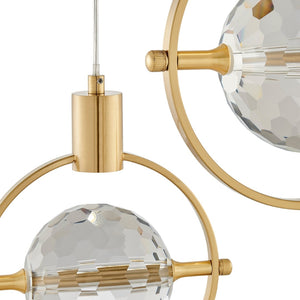 HomeRoots Gold Geometric Three-Light Dimmable Chandelier - Elegant Metal Fixture with Clear Shades for Any Room 558706