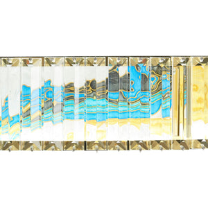 HomeRoots Gold Geometric Crystal LED Chandelier - Modern Luxury with Adjustable Height for Stunning Illumination 558708