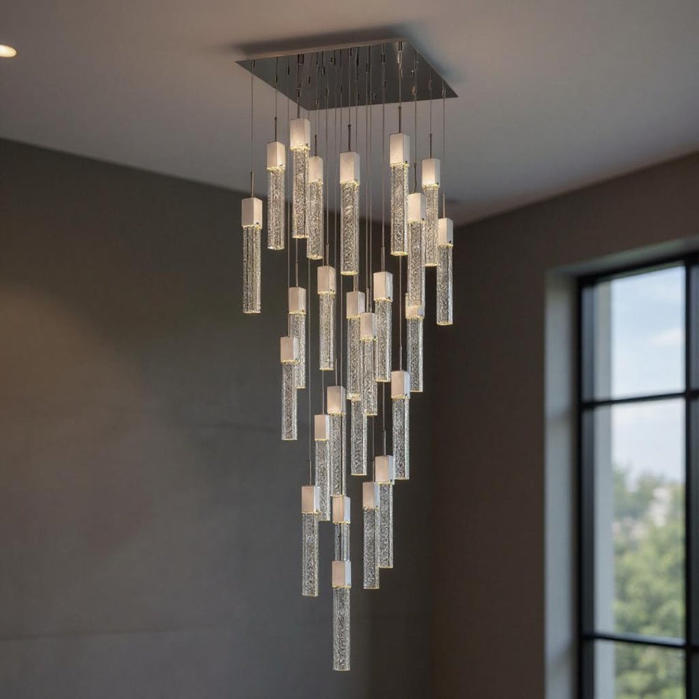 HomeRoots Silver Multi-Light Dimmable Chandelier with Clear Shades - Elegant Tiered Design for Any Space 558711