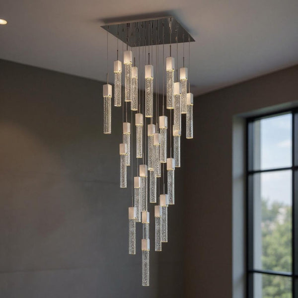 HomeRoots Silver Multi-Light Dimmable Chandelier with Clear Shades - Elegant Tiered Design for Any Space 558711