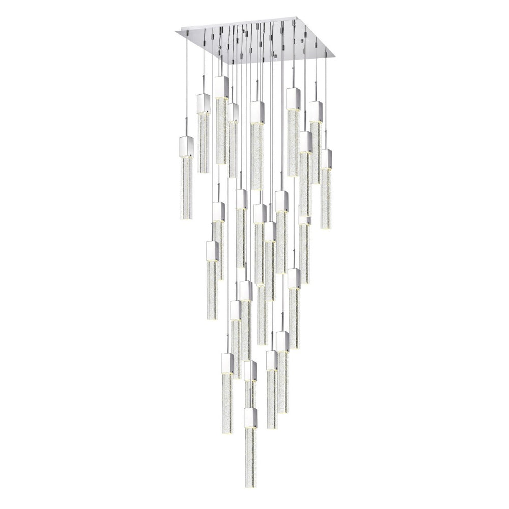 HomeRoots Silver Multi-Light Dimmable Chandelier with Clear Shades - Elegant Tiered Design for Any Space 558711