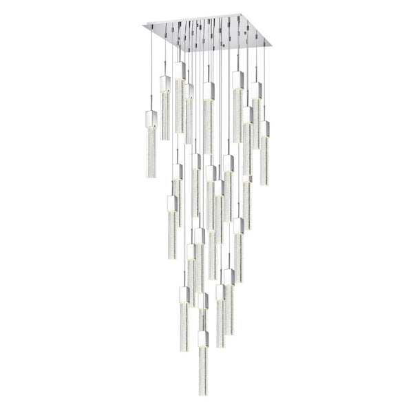 HomeRoots Silver Multi-Light Dimmable Chandelier with Clear Shades - Elegant Tiered Design for Any Space 558711