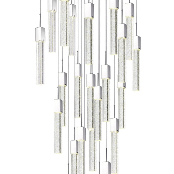 HomeRoots Silver Multi-Light Dimmable Chandelier with Clear Shades - Elegant Tiered Design for Any Space 558711