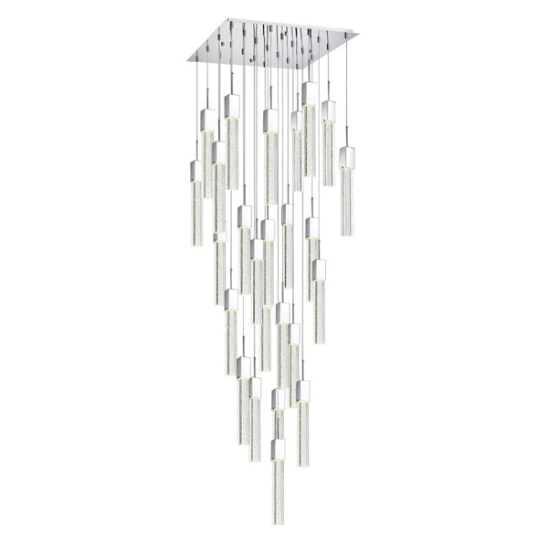 HomeRoots Silver Multi-Light Dimmable Chandelier with Clear Shades - Elegant Tiered Design for Any Space 558711