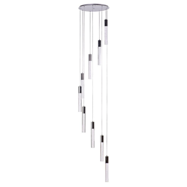 HomeRoots Silver Nine-Light Dimmable Chandelier with Clear Shades – Modern Elegance for Any Room Decor 558712