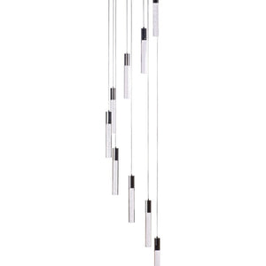HomeRoots Silver Nine-Light Dimmable Chandelier with Clear Shades – Modern Elegance for Any Room Decor 558712