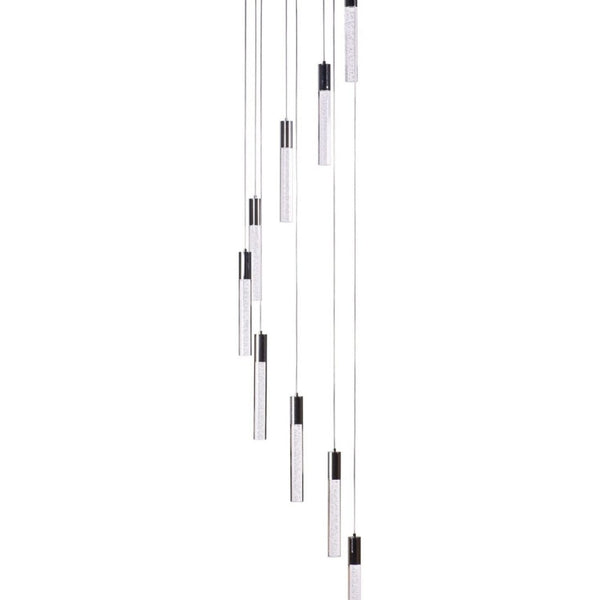 HomeRoots Silver Nine-Light Dimmable Chandelier with Clear Shades – Modern Elegance for Any Room Decor 558712