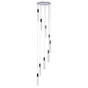 HomeRoots Silver Nine-Light Dimmable Chandelier with Clear Shades – Modern Elegance for Any Room Decor 558712