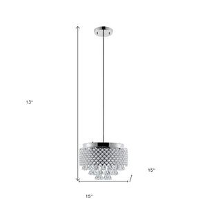 HomeRoots Silver Nine-Light Crystal Chandelier - Dimmable Elegance with Clear Shades for Any Décor Space 558714