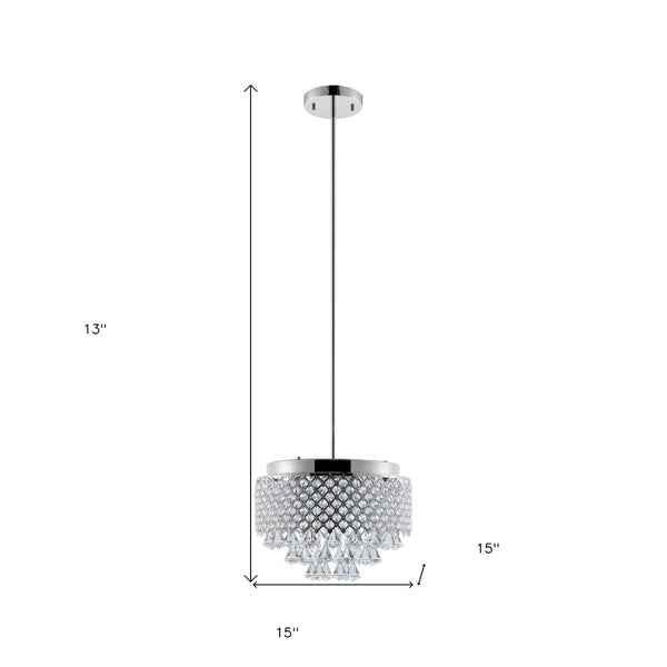 HomeRoots Silver Nine-Light Crystal Chandelier - Dimmable Elegance with Clear Shades for Any Décor Space 558714