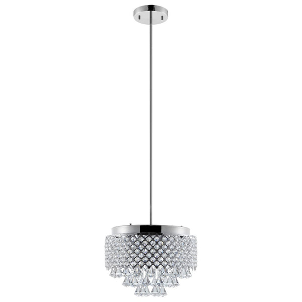 HomeRoots Silver Nine-Light Crystal Chandelier - Dimmable Elegance with Clear Shades for Any Décor Space 558714