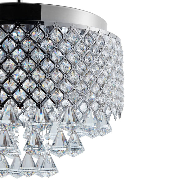 HomeRoots Silver Nine-Light Crystal Chandelier - Dimmable Elegance with Clear Shades for Any Décor Space 558714