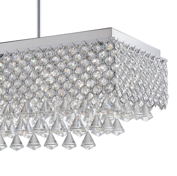HomeRoots Silver Contemporary Twelve-Light Dimmable Chandelier with Clear Shades for Modern Décor Spaces 558715