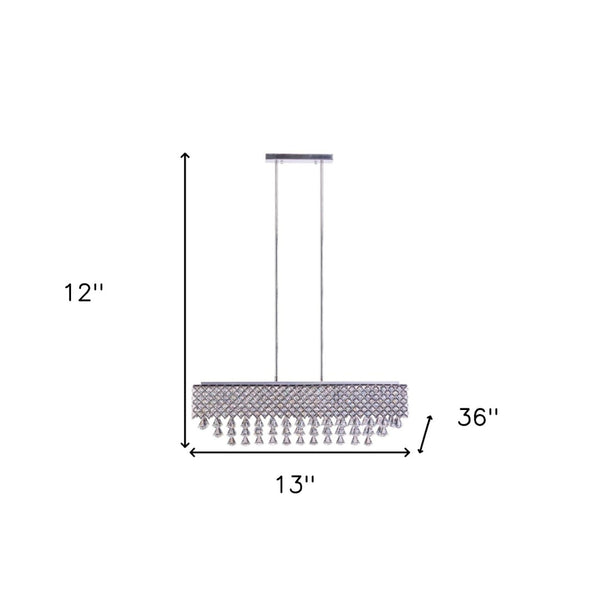 HomeRoots Silver Contemporary Twelve-Light Dimmable Chandelier with Clear Shades for Modern Décor Spaces 558715