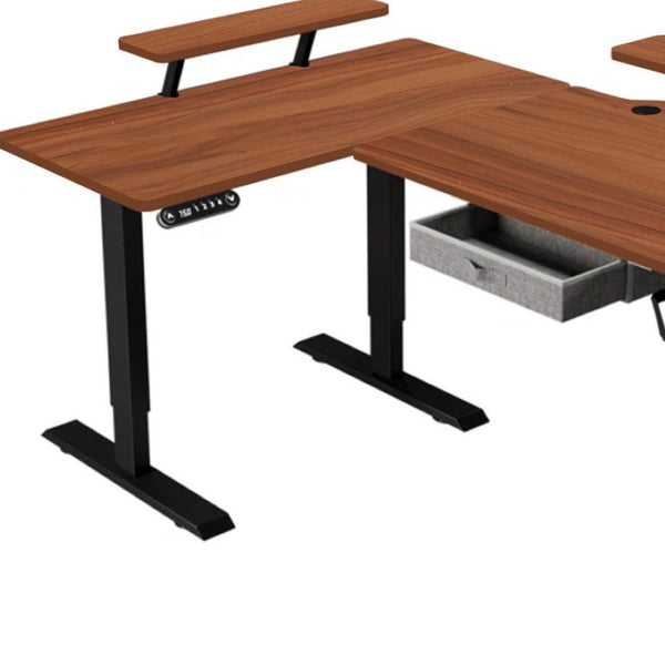 HomeRoots 45" Adjustable Oak and White Standing Desk - Ergonomic Design for Modern Workspaces with USB Outlet 558721
