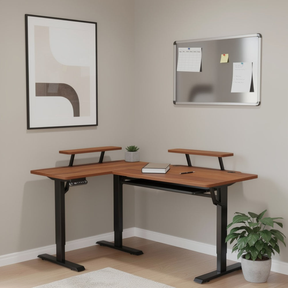 HomeRoots 45" Adjustable Oak and White Standing Desk - Ergonomic Design for Modern Workspaces with USB Outlet 558721
