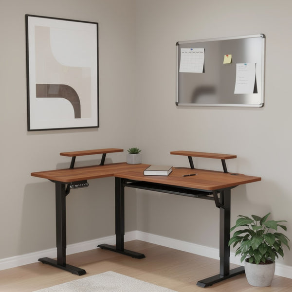 HomeRoots 45" Adjustable Oak and White Standing Desk - Ergonomic Design for Modern Workspaces with USB Outlet 558721