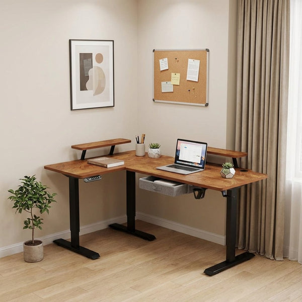 HomeRoots 45" Adjustable White Standing Desk - Ergonomic Design with Built-in Power for Home Office Comfort 558722