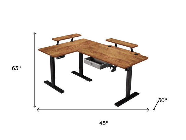 HomeRoots 45" Adjustable White Standing Desk - Ergonomic Design with Built-in Power for Home Office Comfort 558722