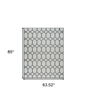 Homeroots 5' X 7' Beige And Gray Geometric Distressed Indoor Outdoor Area Rug  Polypropylene 558724