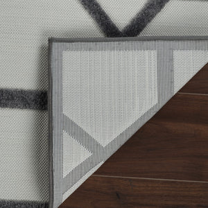 Homeroots 5' X 7' Beige And Gray Geometric Distressed Indoor Outdoor Area Rug  Polypropylene 558724