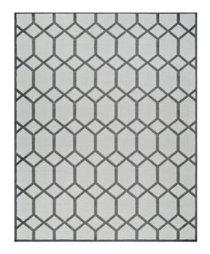 Homeroots 5' X 7' Beige And Gray Geometric Distressed Indoor Outdoor Area Rug  Polypropylene 558724
