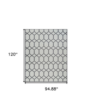 Homeroots 8' X 10' Beige And Gray Geometric Distressed Indoor Outdoor Area Rug  Polypropylene 558725