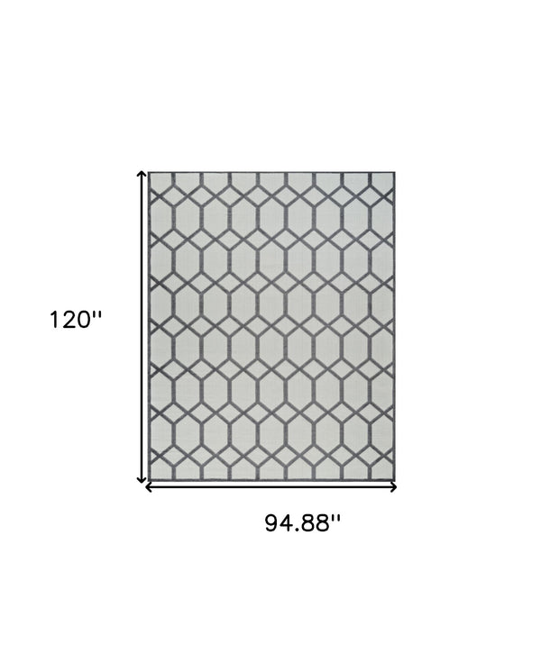 Homeroots 8' X 10' Beige And Gray Geometric Distressed Indoor Outdoor Area Rug  Polypropylene 558725