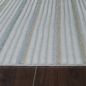 Homeroots 5' X 7' Cream And Beige Striped Distressed Indoor Outdoor Area Rug  Polypropylene 558726