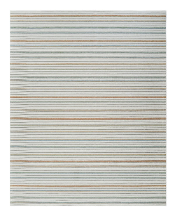 Homeroots 5' X 7' Cream And Beige Striped Distressed Indoor Outdoor Area Rug  Polypropylene 558726