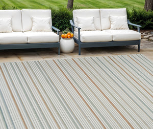 Homeroots 8' X 10' Cream And Beige Striped Distressed Indoor Outdoor Area Rug  Polypropylene 558727