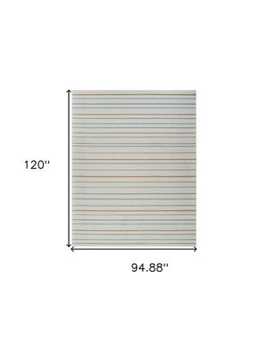 Homeroots 8' X 10' Cream And Beige Striped Distressed Indoor Outdoor Area Rug  Polypropylene 558727