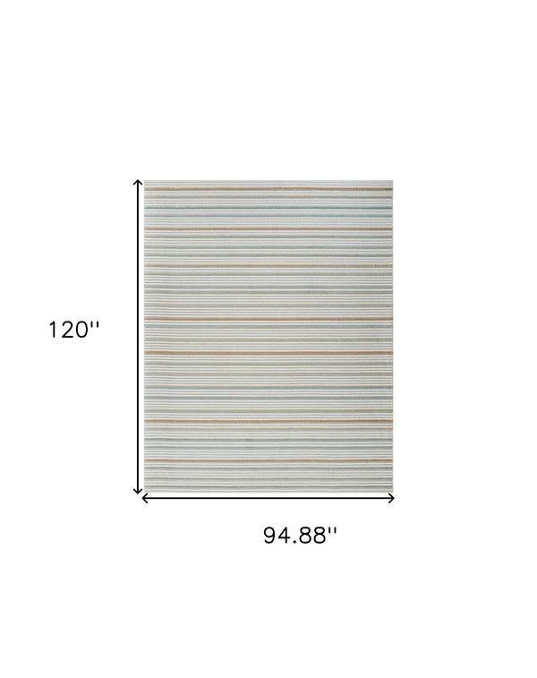 Homeroots 8' X 10' Cream And Beige Striped Distressed Indoor Outdoor Area Rug  Polypropylene 558727