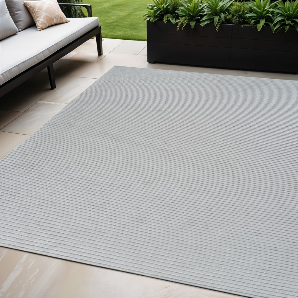 HomeRoots 5' Stylish Cream and Beige Striped Distressed Area Rug for Indoor and Outdoor Spaces, Durable Design 5' X 7' 558728