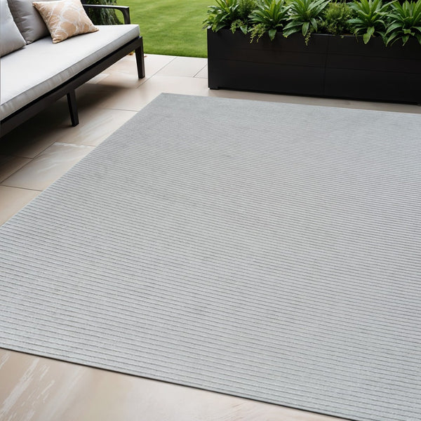 HomeRoots 5' Stylish Cream and Beige Striped Distressed Area Rug for Indoor and Outdoor Spaces, Durable Design 5' X 7' 558728
