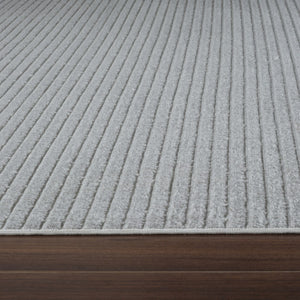 HomeRoots 5' Stylish Cream and Beige Striped Distressed Area Rug for Indoor and Outdoor Spaces, Durable Design 5' X 7' 558728