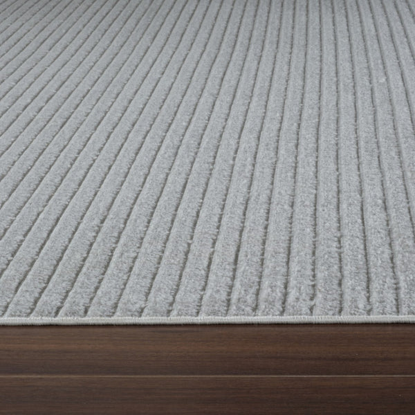 HomeRoots 5' Stylish Cream and Beige Striped Distressed Area Rug for Indoor and Outdoor Spaces, Durable Design 5' X 7' 558728