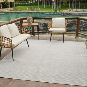Homeroots 8' X 10' Cream And Beige Striped Distressed Indoor Outdoor Area Rug  Polypropylene 558729