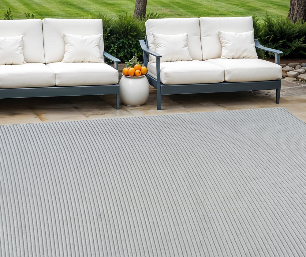 Homeroots 8' X 10' Cream And Beige Striped Distressed Indoor Outdoor Area Rug  Polypropylene 558729