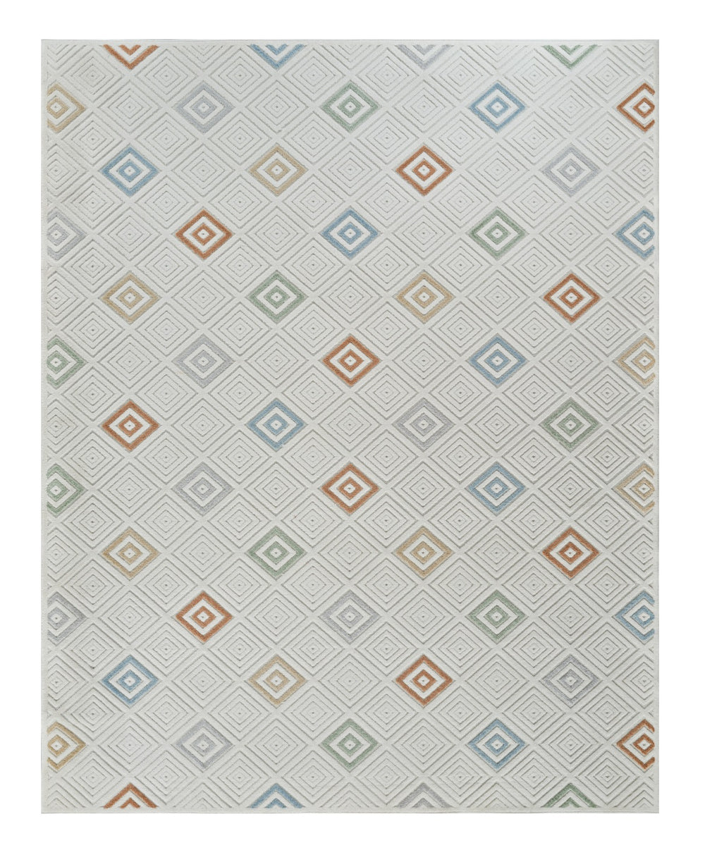 Homeroots 5' X 7' Cream And Beige Geometric Distressed Indoor Outdoor Area Rug  Polypropylene 558730