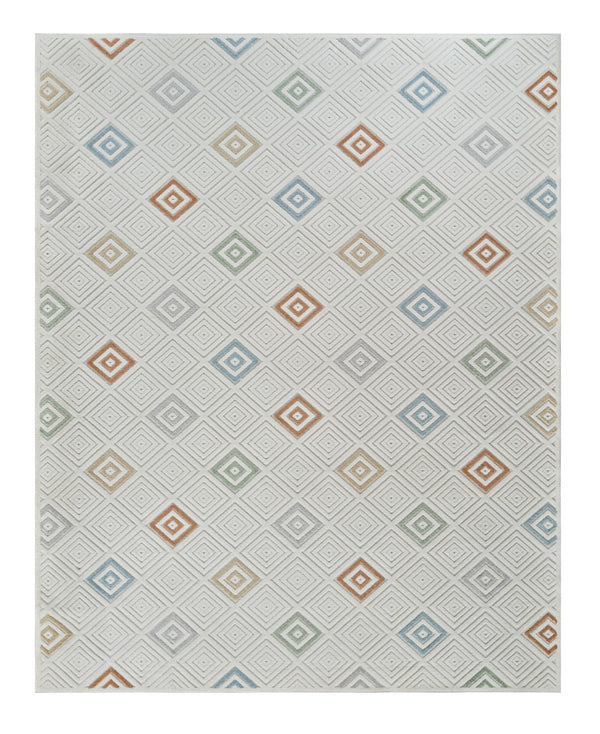 Homeroots 5' X 7' Cream And Beige Geometric Distressed Indoor Outdoor Area Rug  Polypropylene 558730