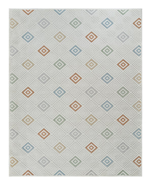 Homeroots 8' X 10' Cream And Beige Geometric Distressed Indoor Outdoor Area Rug  Polypropylene 558731