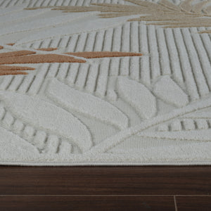 Homeroots 5' X 7' Cream And Beige Botanical Leaves Distressed Indoor Outdoor Area Rug  Polypropylene 558732