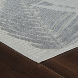 Homeroots 8' X 10' Cream And Beige Botanical Leaves Distressed Indoor Outdoor Area Rug  Polypropylene 558733