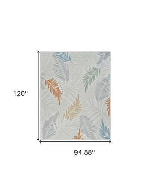 Homeroots 8' X 10' Cream And Beige Botanical Leaves Distressed Indoor Outdoor Area Rug  Polypropylene 558733