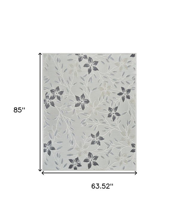 Homeroots 5' X 7' Cream And Gray Floral Distressed Indoor Outdoor Area Rug  Polypropylene 558734